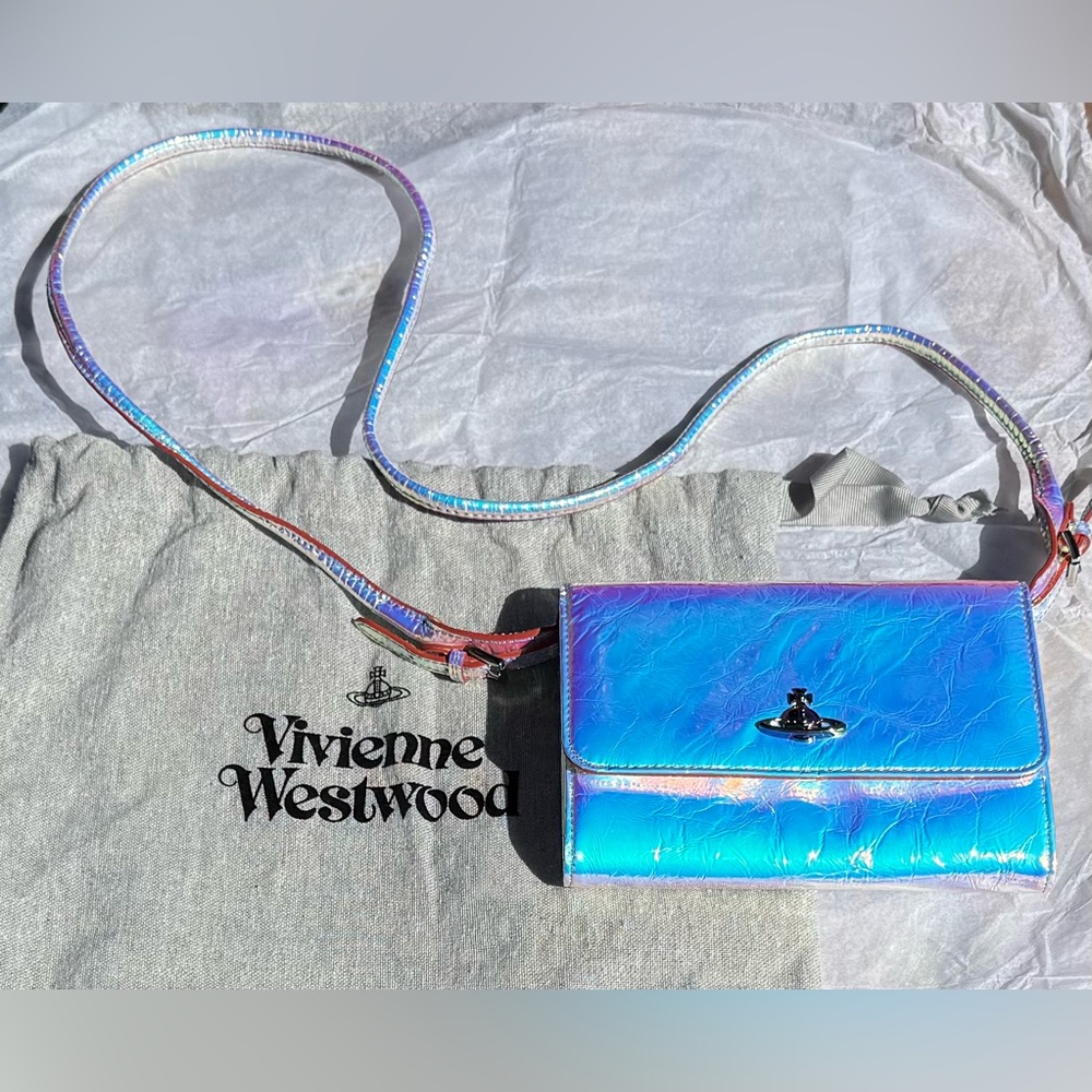 Rare Iridescent Vivienne Westwood Archive Orb Envelope Shoulder Bag & Dust Cover